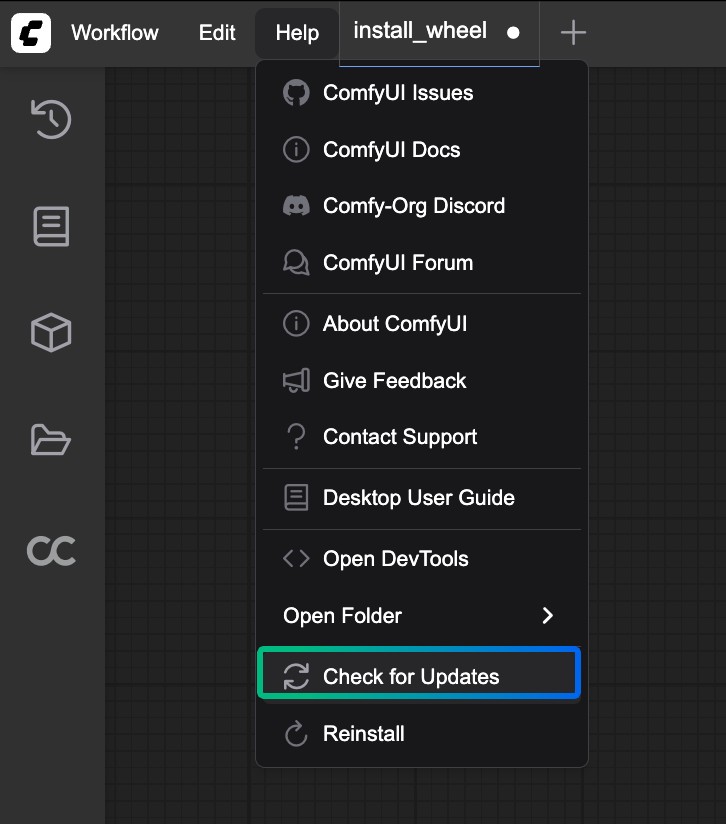 ComfyUI Desktop Manual Update Check