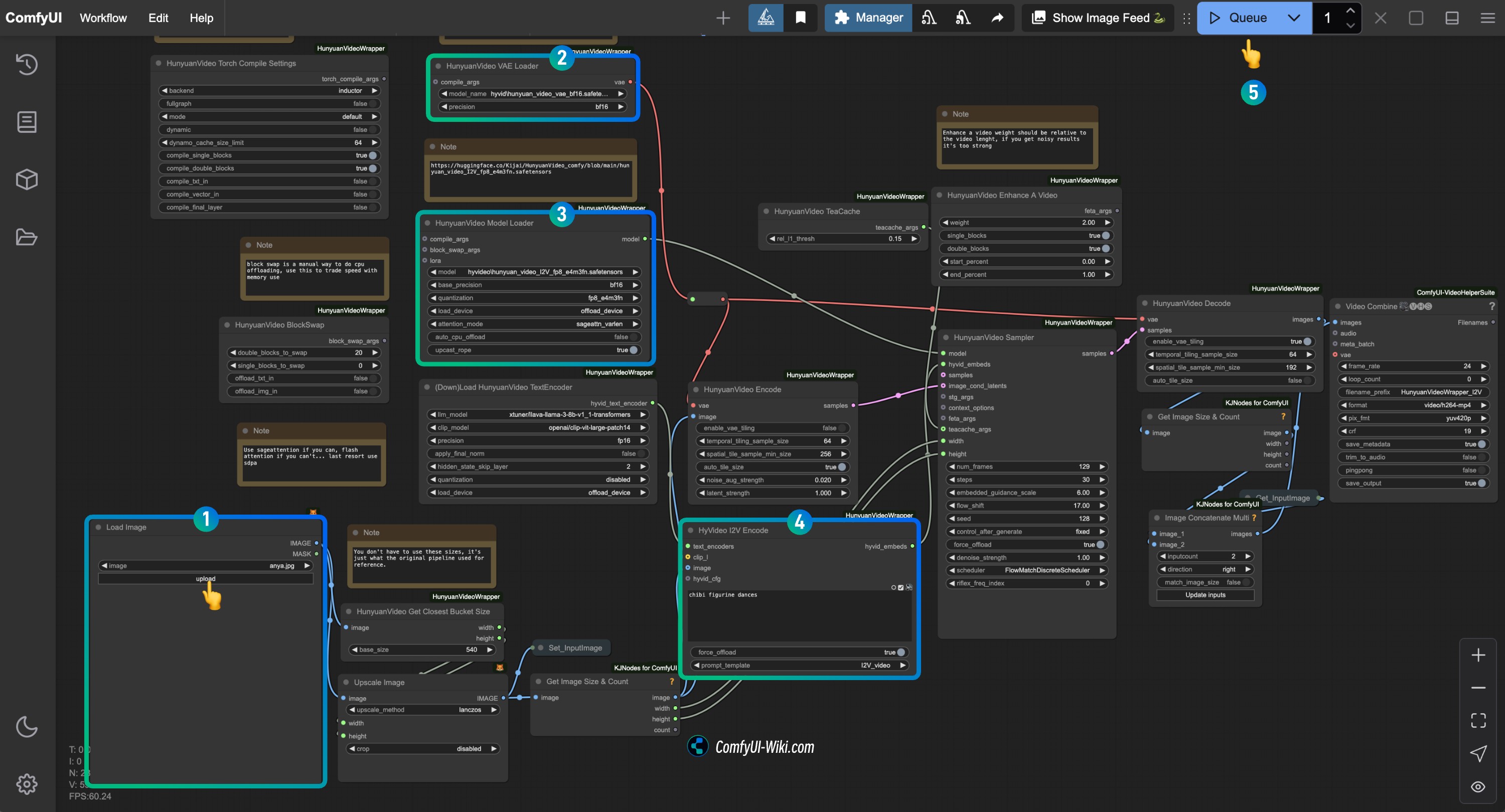Kijai Version HunyuanVideo I2V Workflow Node Check