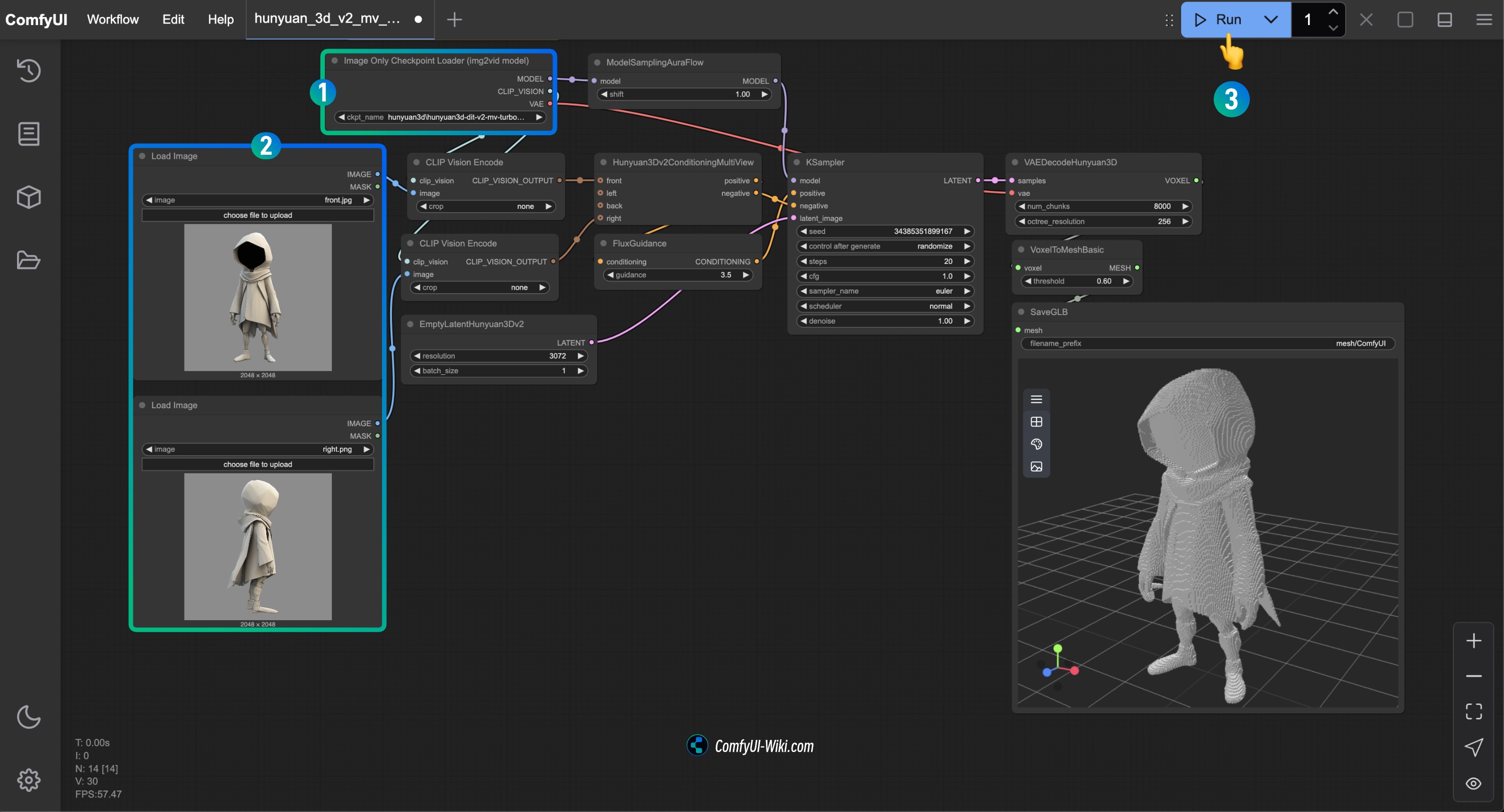 Hunyuan3D-2mv-turbo Workflow