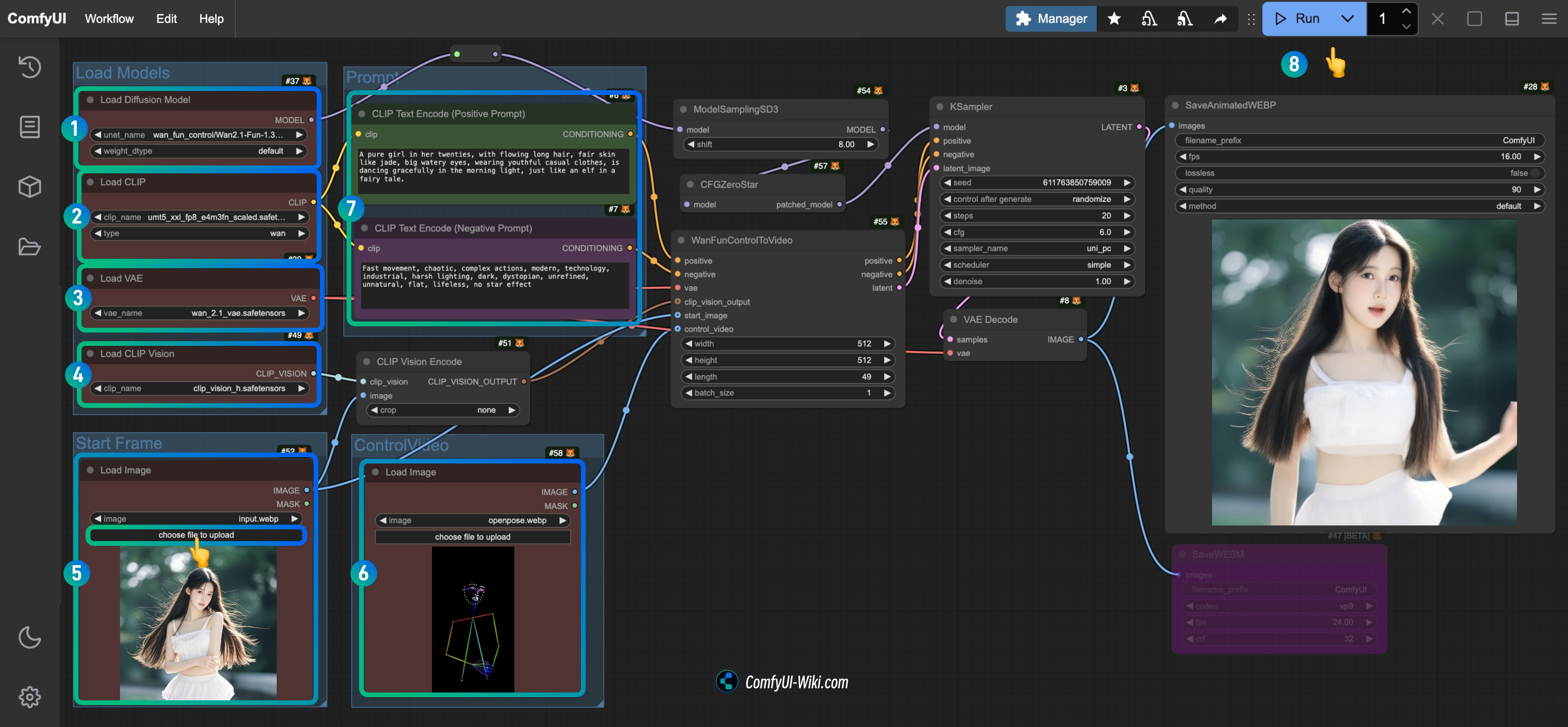 ComfyUI Native Wan Fun Control Workflow