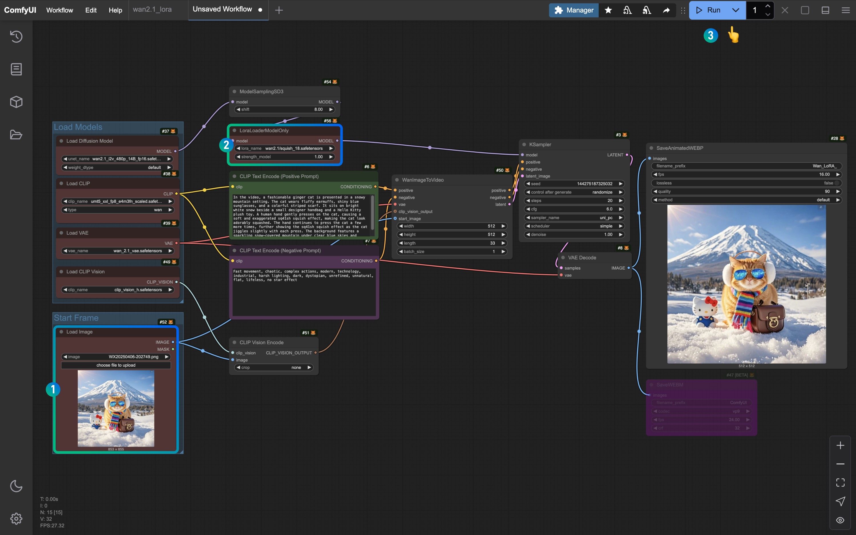 Native ComfyUI Wan2.1 Video LoRA Workflow