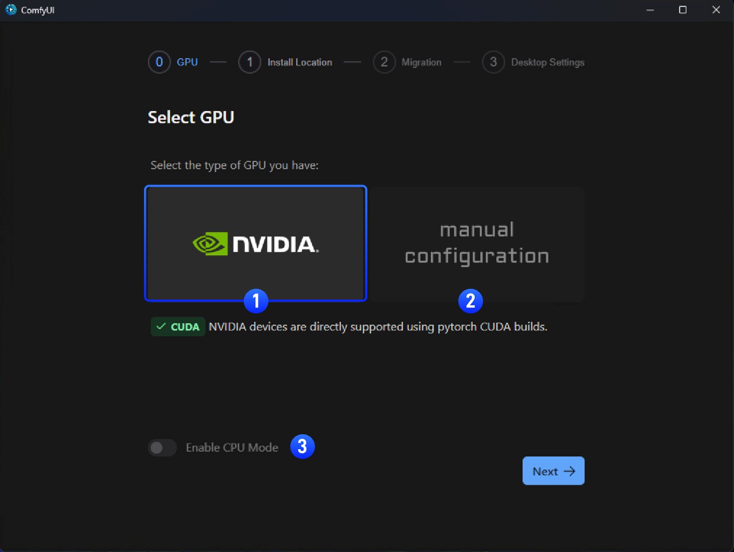 Windows GPU Selection Interface