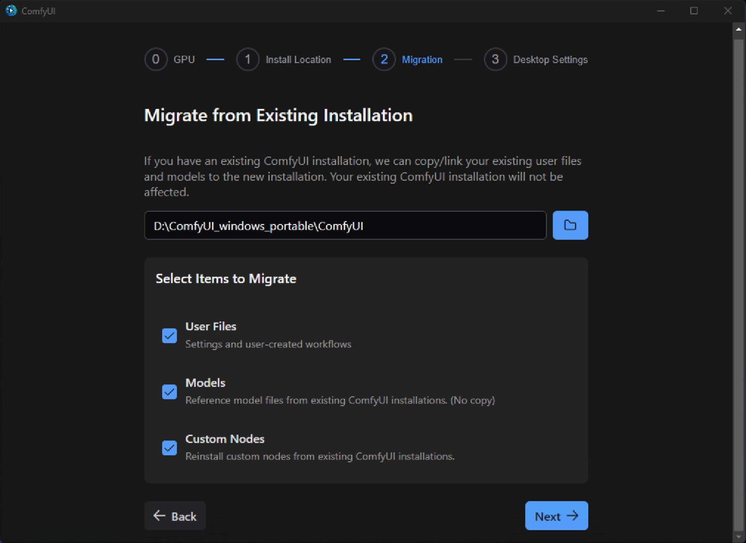 Migration Settings